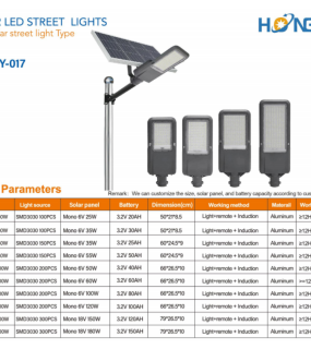 Đ&egrave;n đường năng lượng mặt trời tấm pin rời HONGZHUN HZ-STY-017 100W&ndash;300