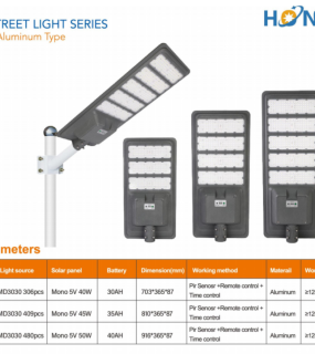Đ&egrave;n Đường Năng Lượng Mặt Trời HONGZHUN HZ-TY-013 300W&ndash;500W