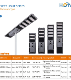 Đ&egrave;n đường năng lượng mặt trời HONGZHUN HZ-TY-010B 400W&ndash;700W