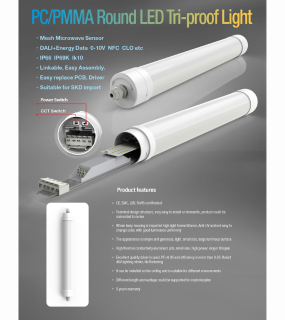 Đ&egrave;n Tr&ograve;n LED Tri-proof PC/PMMA Cao Cấp
