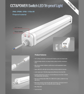 Đ&egrave;n LED Tri-proof CCT & POWER Switch