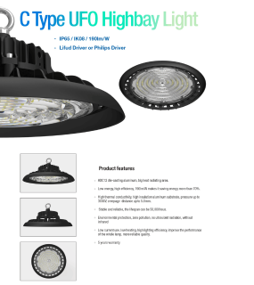 Đ&egrave;n LED Nh&agrave; Xưởng WINSTAR C Type UFO Highbay